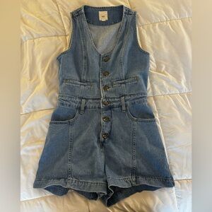 Seventy + Mochi Bea all in one washed indigo romper